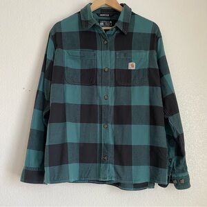 Fall 2022 Carhartt Rugged Flex Loose Fit flannel long sleeve plaid L (12-14)